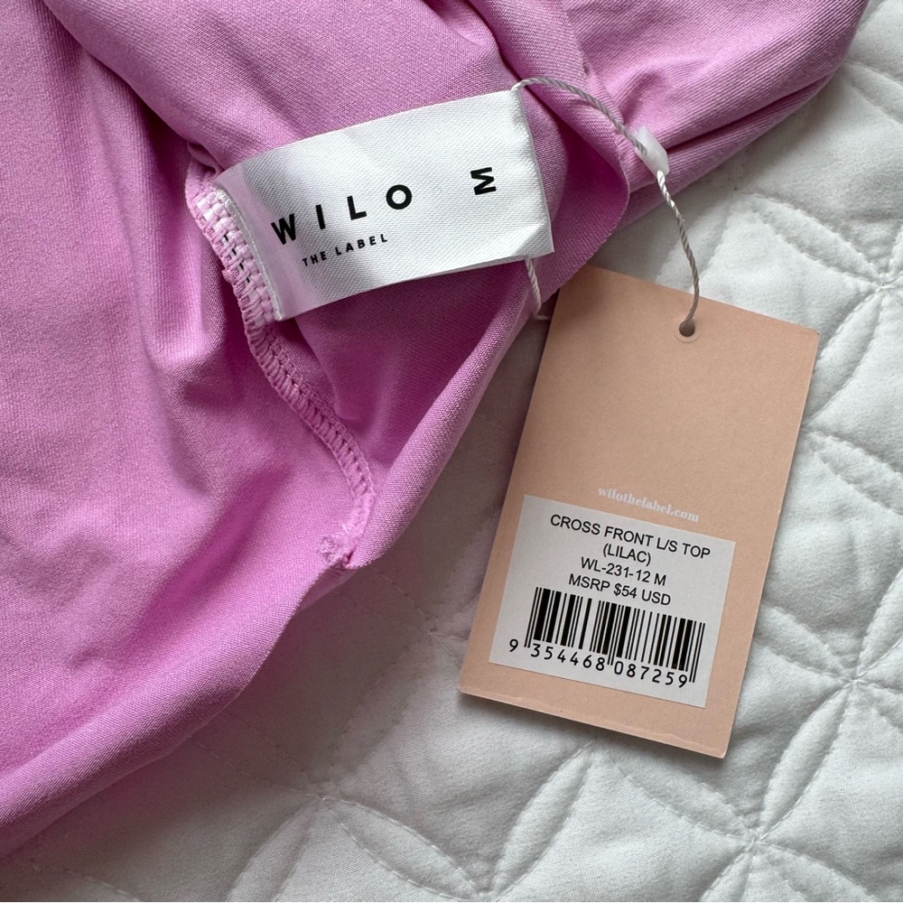 NWT Wilo The Label Cross Front Long Sleeve Top Lilac Size M - Picture 8 of 12